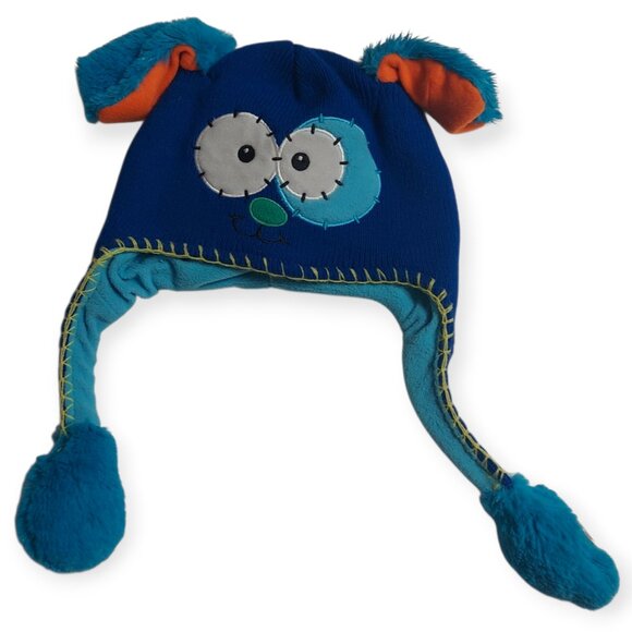 Flipeez Monster Beanie Cap Hat Squeeze Blue Puppy Dog Flip Flap Wiggly Ears - Picture 1 of 2